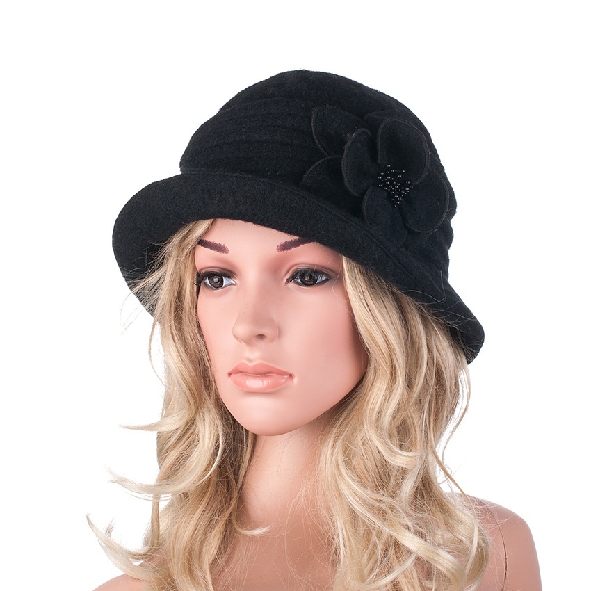 Winter Hat for Women 1920s Gatsby Style Flower Warm Wool Beret Winter