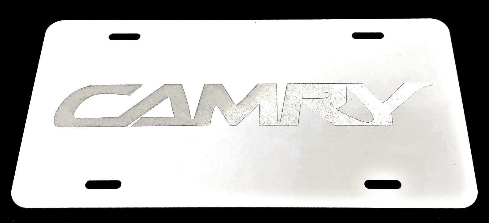 Toyota Camry 2 Car Tag Diamond Etched on White Aluminum License Plate