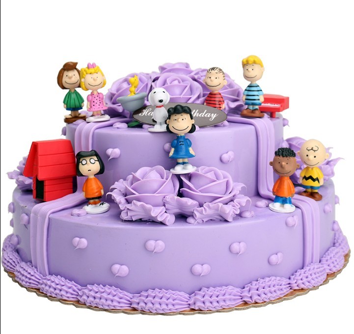 Peanuts Charlie Brown Snoopy Lucy Franklin 12 Figure Cake Topper Play set Toy