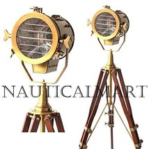 Adjustable Antique Vintage Old Century Modern Searchlight Lamp Timber Tripod 