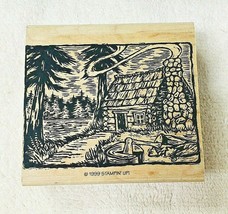 Stampin' Up! 1999 Cabin in the Forest Scene Medium Mounted Stamp 3 1/5" x 2 1/2" - $18.32