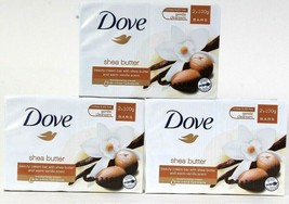 3 Packs Dove Shea Butter & Warm Vanilla Scent Gentle 2 Count Beauty Cream Bar