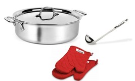 All-Clad D3 Stainless Steel 6 qt Soup Pot with All-clad ladle, Mitts and... - $158.02