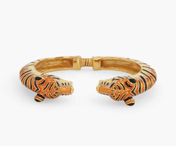 Kenneth Jay Lane KJL Gold Tone Orange Black Tiger Enamel Cuff Bracelet - $119.00