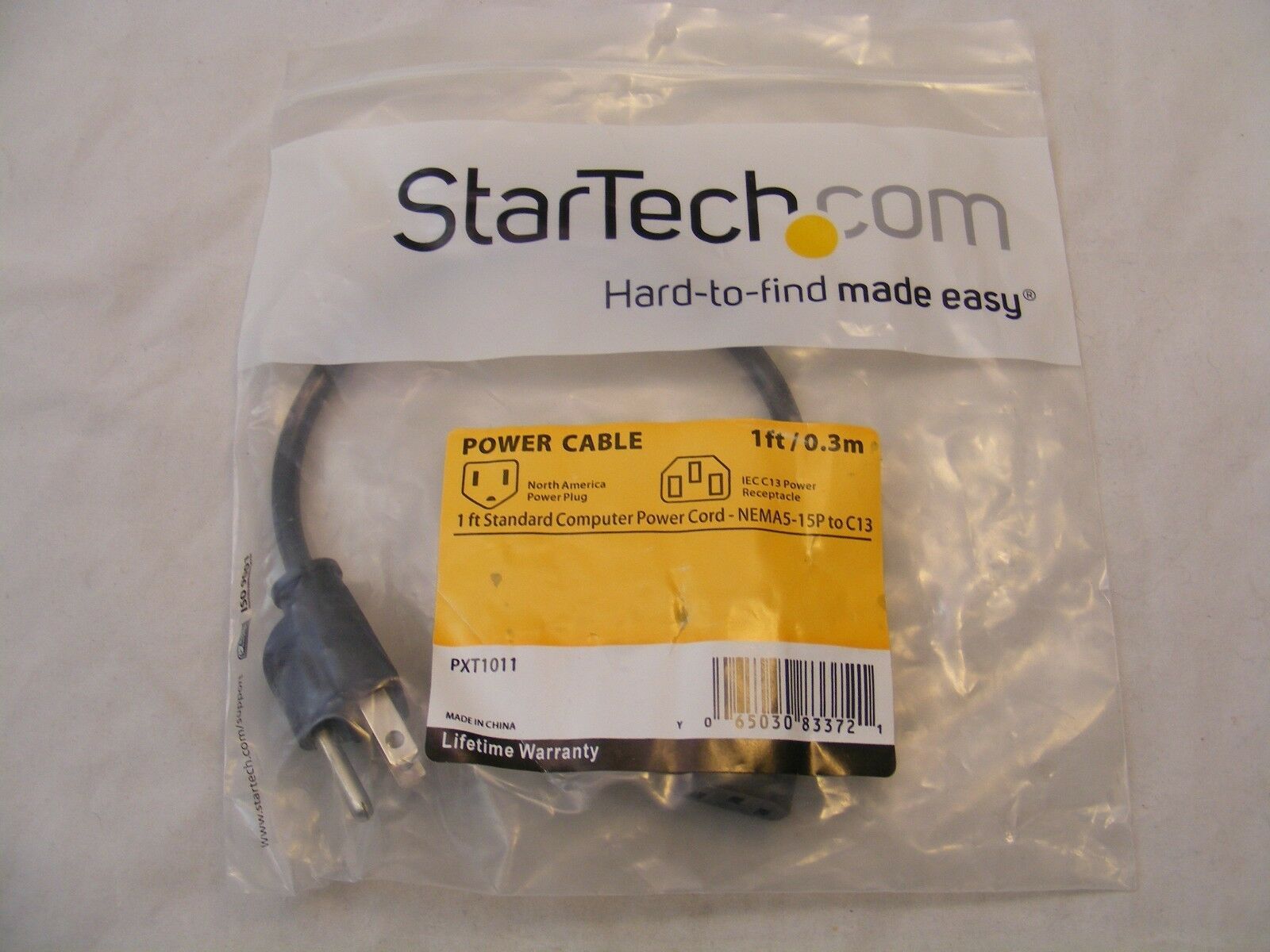 StarTech PXT1001 StarTech.com 1 ft Standard Computer Power Cord Extension C14