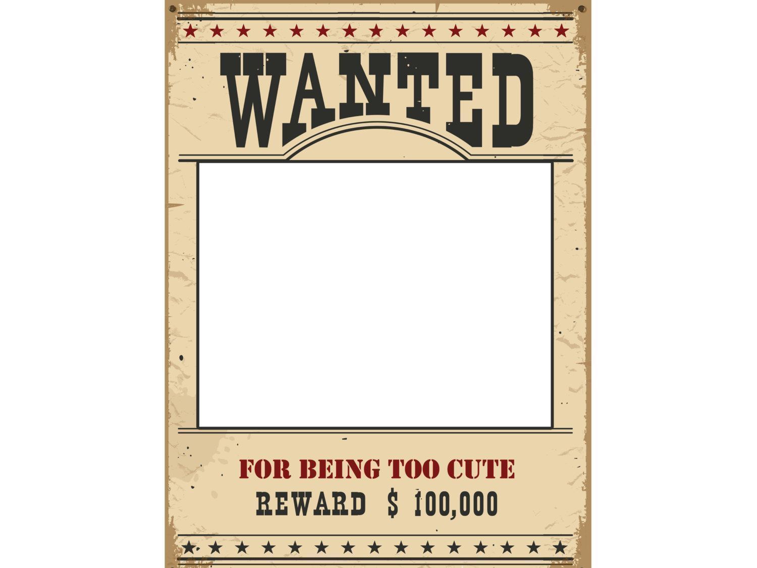 Western Wanted Social Selfie Poster Photo Booth Prop Frame Custom
