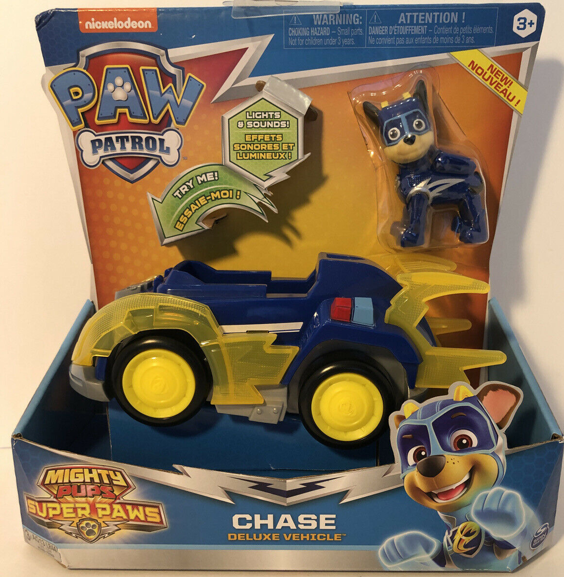 Paw Patrol Mighty Pups Super Paws Chase's Deluxe Vehicle W/ Lights ...