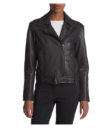 NWT KENNETH COLE NY BLACK LAMB LEATHER ZIP FRONT MOTO JACKET SIZE L  $395 - $199.99
