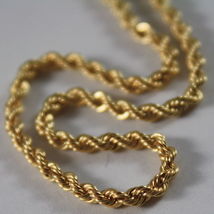 18K YELLOW GOLD CHAIN NECKLACE, BRAID ROPE LINK 17.72 INCHES, MADE IN ITALY image 3