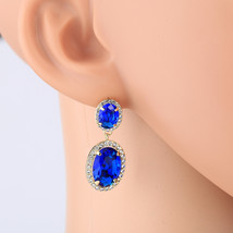 Dangling Faux Sapphire & Swarovski Style Crystal Drop Earrings - $36.99