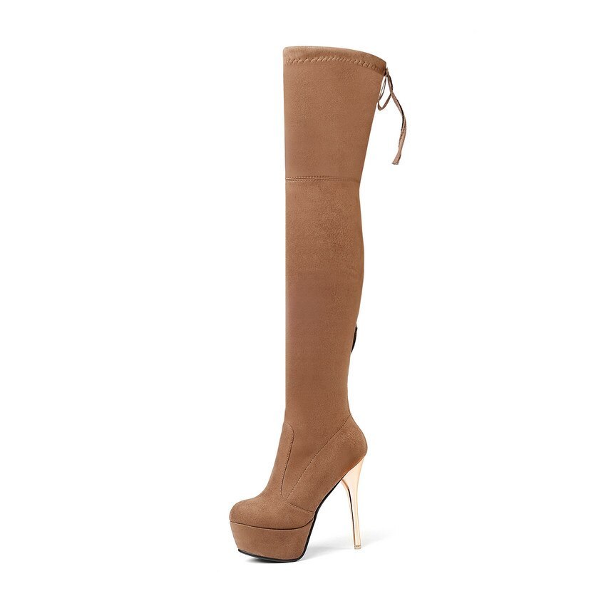 Qutaa 2021 Women Over The Knee High Boots Sexy Platform All Match Thin High Heel Women 7272