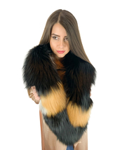 Silver Fox Fur Stole 55' (140cm) Saga Furs Black Fur With Gold Spots Fur Collar image 5
