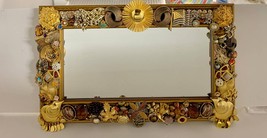 Mirror OOAK Dazzled and Bedazzled Repurposed Vintage Jewelry Embellished - $80.00