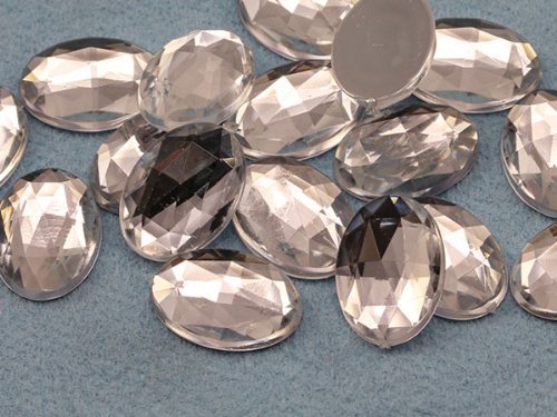 8x6mm Crystal A01 Flat Back Oval Acrylic Jewels High Quality Pro Grade - 100 Pie