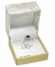 Charter Club Silver-Tone Blue Sapphire Cubic Zirconia Oval Halo Ring, Size 9 NIB image 2