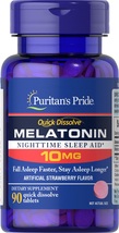 Puritan's Pride Quick Dissolve Melatonin 10mg Strawberry Flavor - 90 Tablets - $30.68