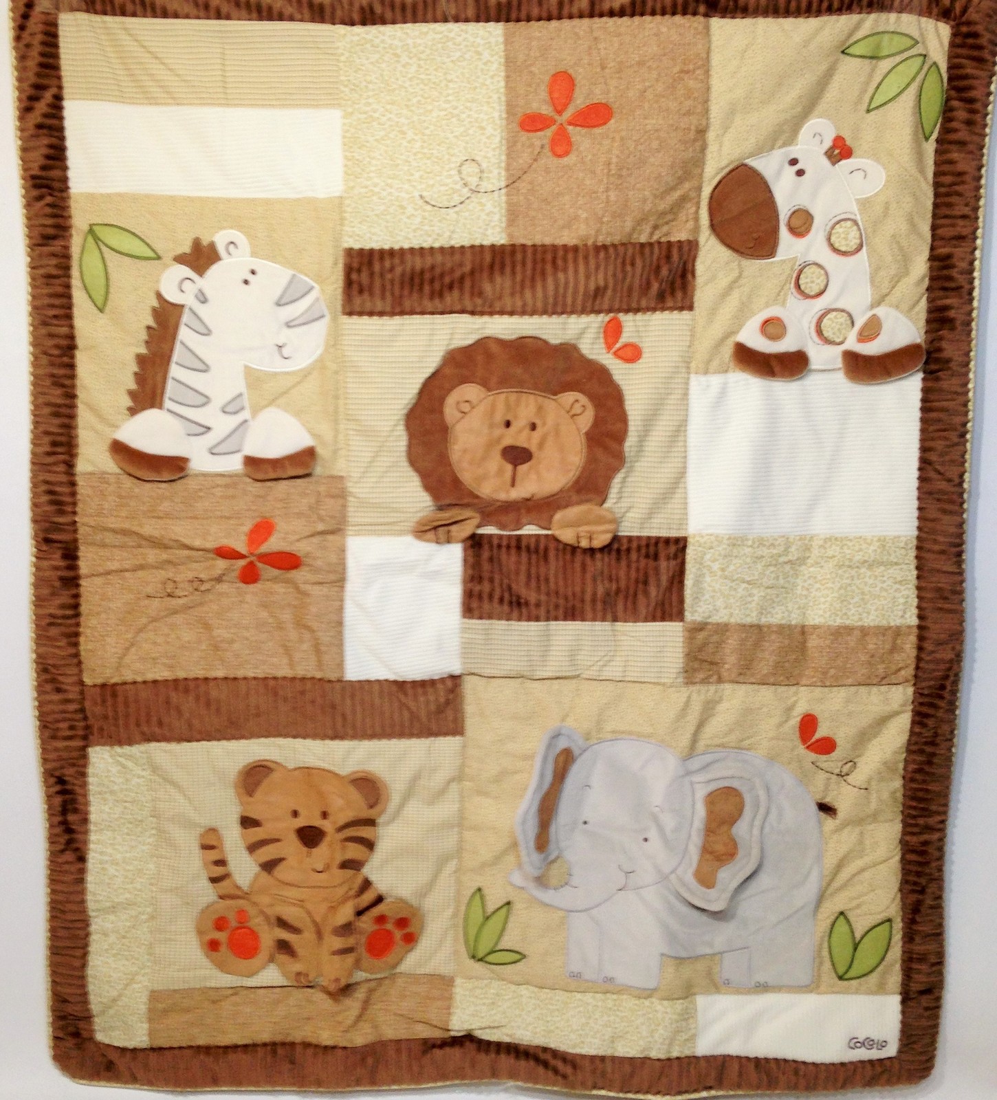 Cocalo Baby Blanket Safari Animals Quilt Zebra Monkey Giraffe Hippo 42" x 36" Blankets & Throws