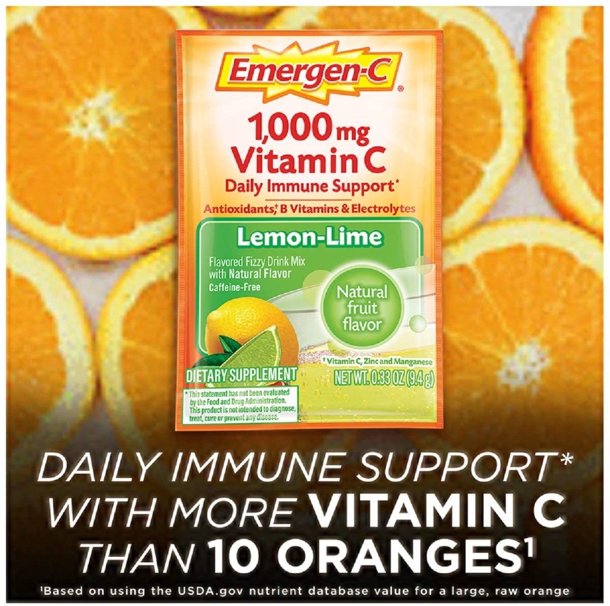 EmergenC LemonLime 1000mg Vitamin C Daily Immune Support. 30pc