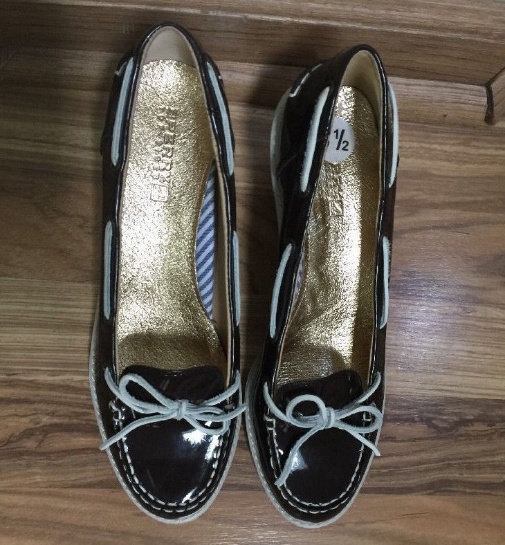 sperry patent leather boat shoes