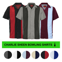 Men's Premium Retro Classic Two Tone Guayabera Bowling Casual Dress Shirt