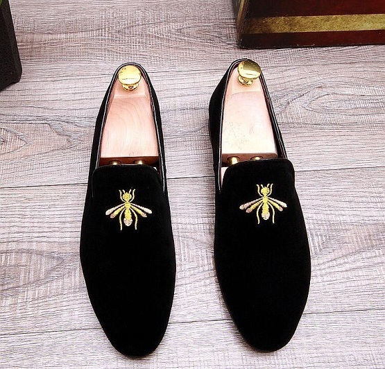 New Black Velvet Shoes,Handmade Men Embroidered Velvet casual Shoes Slipper 2019