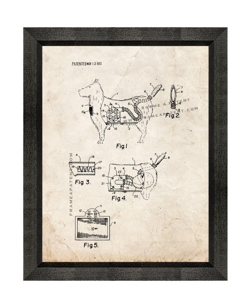 Frame A Patent - Combination toy dog and vacuum cleaner patent print old look with beveled wood f