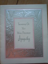 Vintage Thinking Of You With Deepest Sympathy Silver Border Gibson Greet... - $2.99