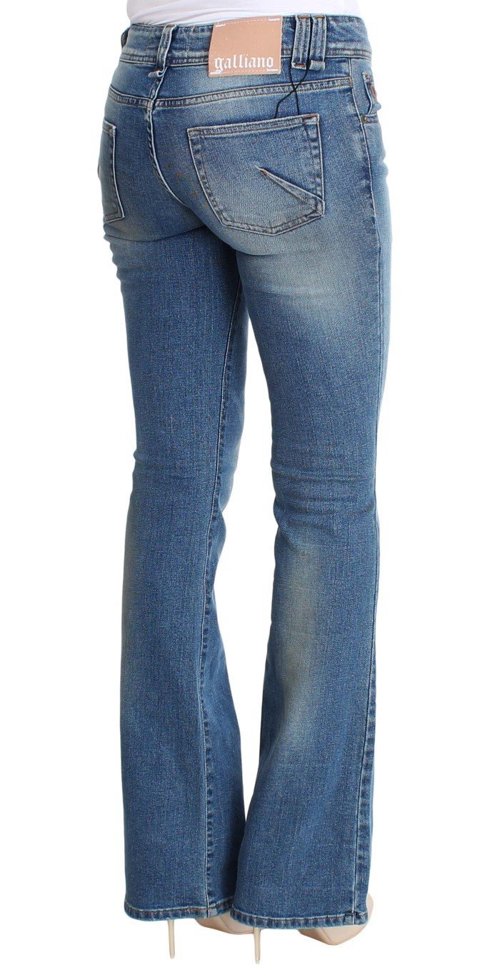 Blue Wash Cotton Stretch Flare Bootcut Jeans - Fashion