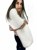 Double-Sided Arctic Fox Fur Stole 75' King Size Two Full Pelts Collar All Fur image 7