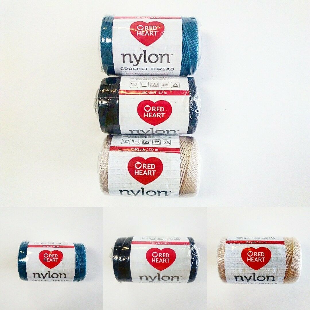 Red Heart nylon Crochet Thread 100 NYLON size18 Lot of 3 Crochet Thread