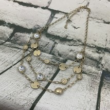 Ann Taylor Loft Necklace Gold Toned Multilayered Rhinestone Charms - $14.84