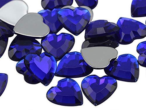 KraftGenius Allstarco 15mm Flat Back Heart Acrylic Rhinestones Plastic Gems Plas