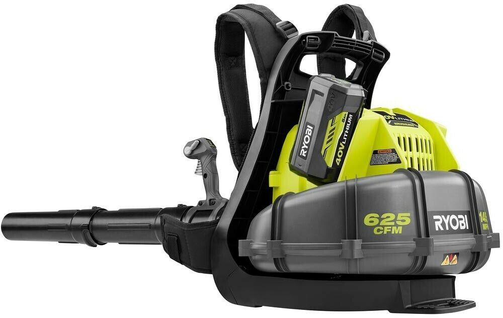 Ryobi Cordless Backpack Blower 145 MPH 625 CFM 40Volt 5Ah Battery Charger Leaf Blowers & Vacuums