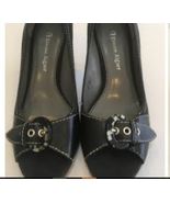 Etienne Aigner Women&#39;s Black 3 in  Leather  Upper Open Toe Heels Size 6M - $29.00