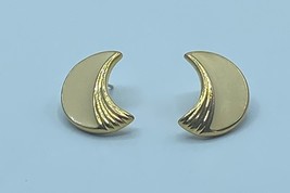 Trifari Earrings In Ivory Enamel and Gold Tone Crescent - $14.95