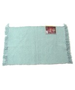 Hotel Collection Chenille Accent Rug 21 x 30 Light Mint Fringe Woven 100... - $24.37