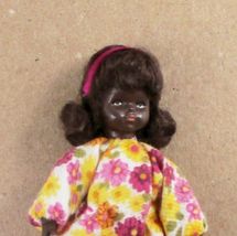 Dressed Black Little Girl Doll 0980 Ethnic AA Caco Flowered Dollhouse Mi... - $23.28