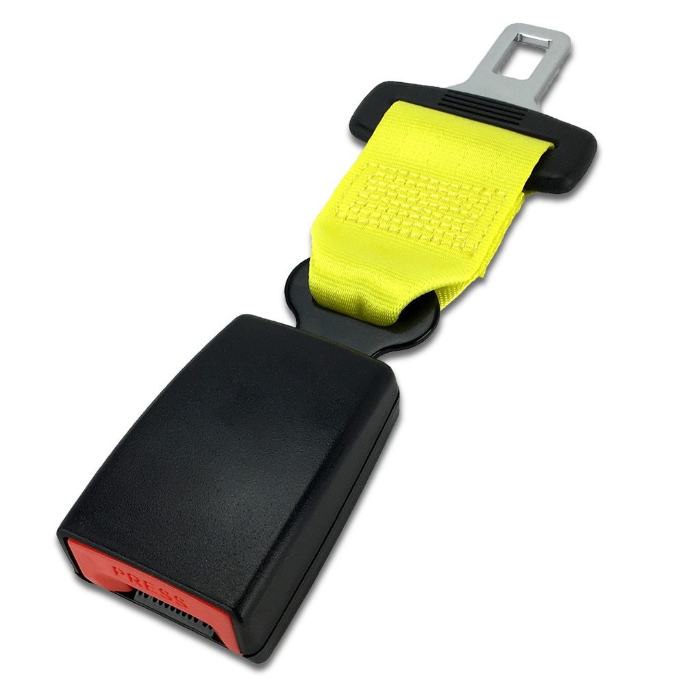 Regular 7 Yellow Seat Belt Extender, 7/8 Metal Tongue (Type A), E4 Safety Cert