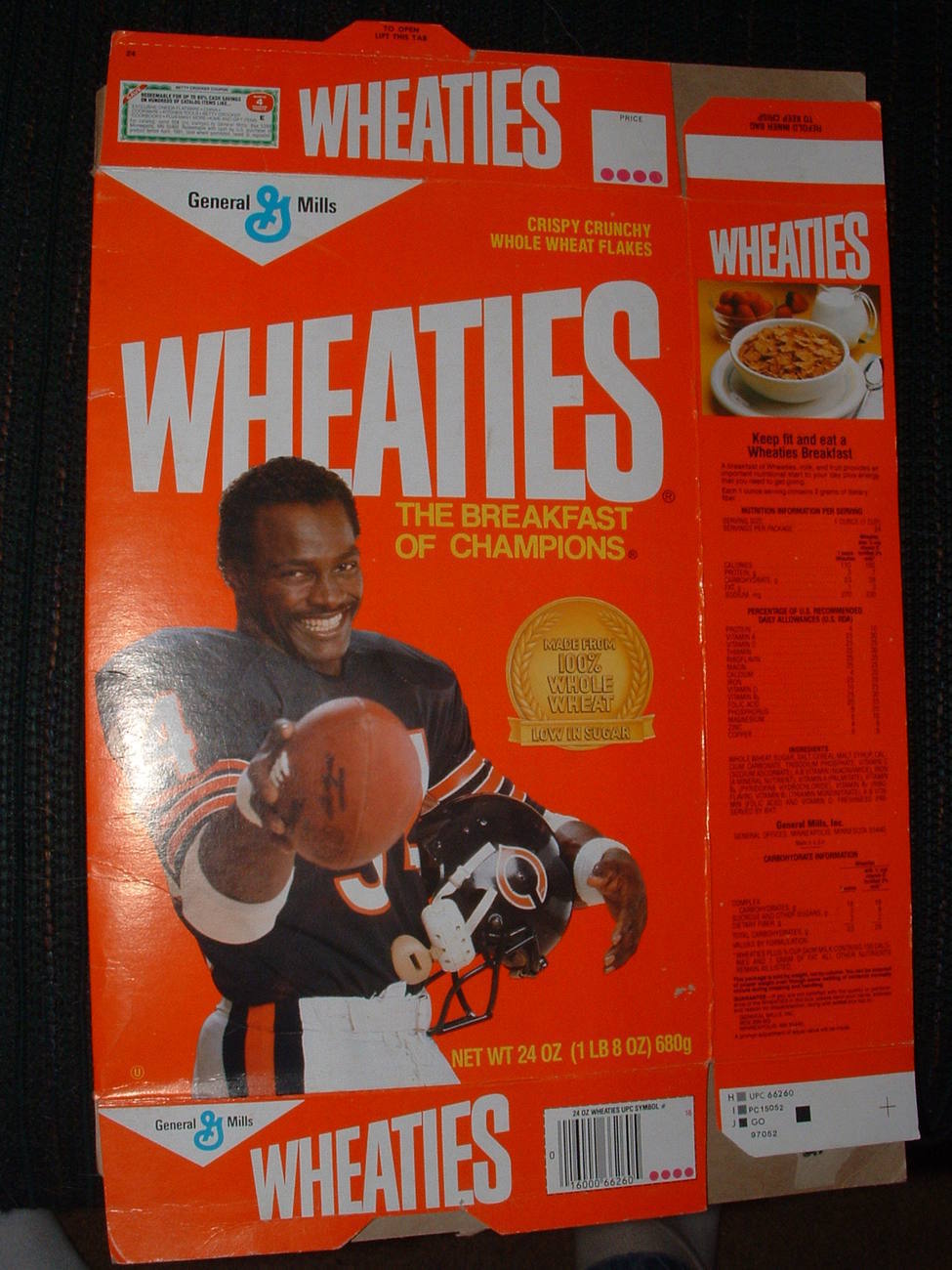 WHEATIES / WALTER PAYTON OCT 1987 BOX - Cereal Boxes