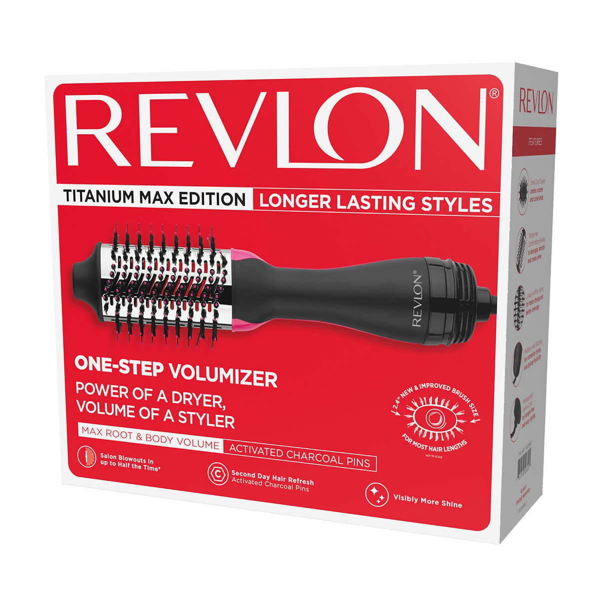 Revlon One-Step Hair Dryer and Volumizer Titanium Max Edition 2.4 , Black