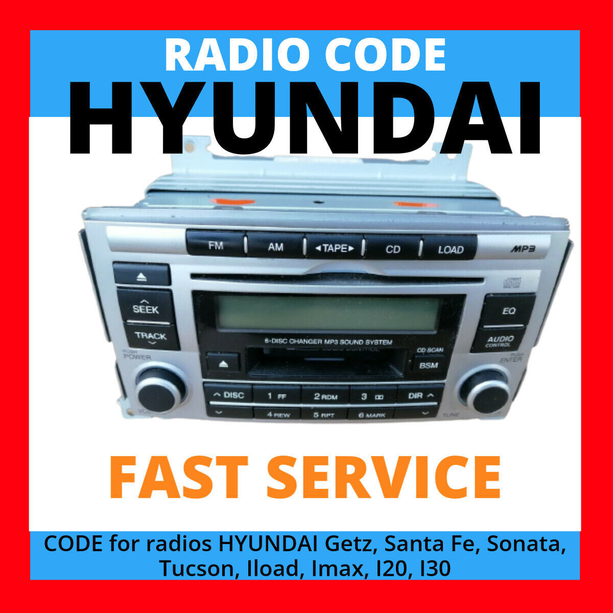 HYUNDAI AntiTheft Security Radio Code EMP3 EMP300 EMP301 RDS MP3 CD
