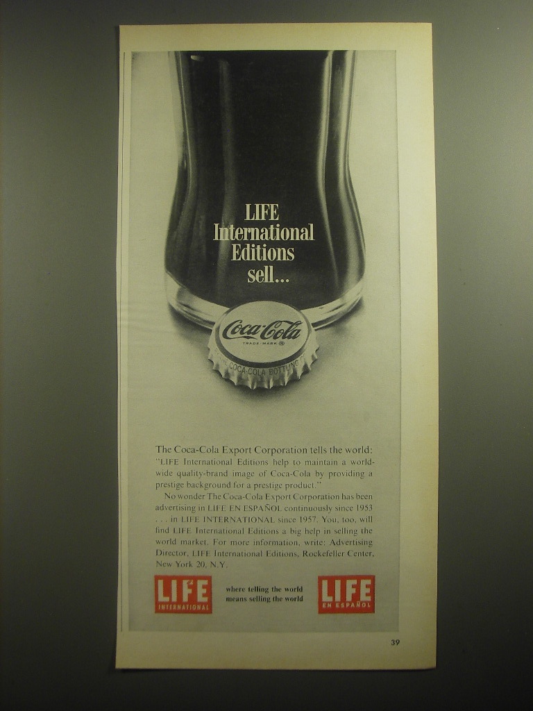 Primary image for 1963 Life International Magazine Ad - Life International sell Coca-Cola