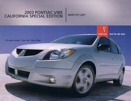 2003 Pontiac VIBE CALIFORNIA EDITION sales brochure sheet US 03 - $6.00