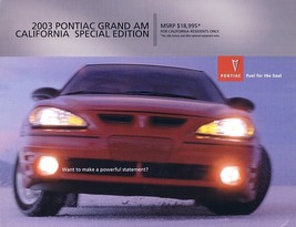 2003 Pontiac GRAND AM CALIFORNIA EDITION sales brochure sheet 03 - $6.00