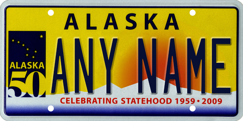 Custom Personalized Alaska golf cart, mobility scooter, go cart license plate