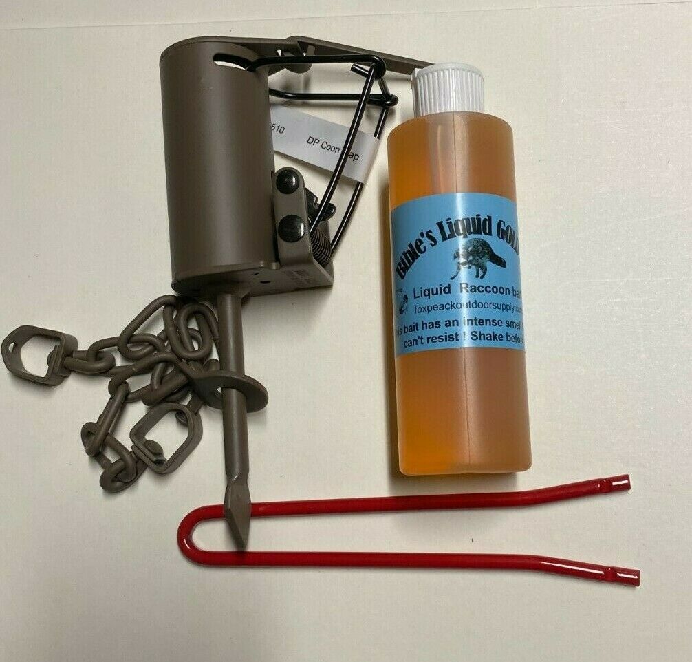 12 Duke DP Dog Proof raccoon kit ,1 DP setter & 1 Liquid Gold Bait trap NEW SALE Trapping Supplies