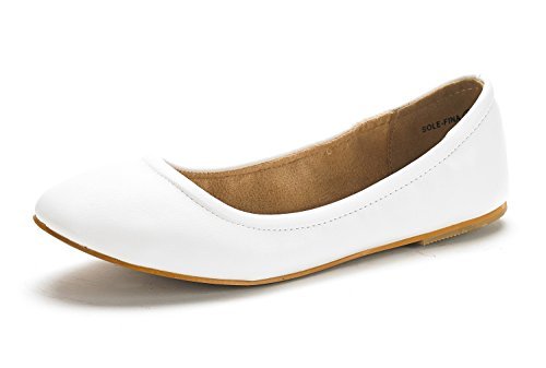 DREAM PAIRS Women's Sole-Fina White Solid Plain Ballet Flats Shoes - 7. ...
