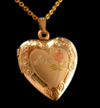 Vintage Mom Locket Necklace - rose and yellow gold filled - New mom gift... - $115.00