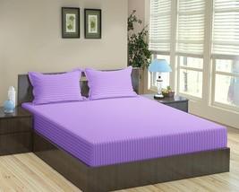 Extra Deep Wall Fitted Sheet+2 Pillow Case 1000 TC Lavender Stripe Select Size - $43.19