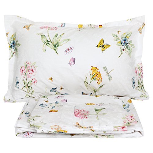 FADFAY Butterfly Meadow Bed Sheet Set 4Piece 100 Cotton Stain Drill